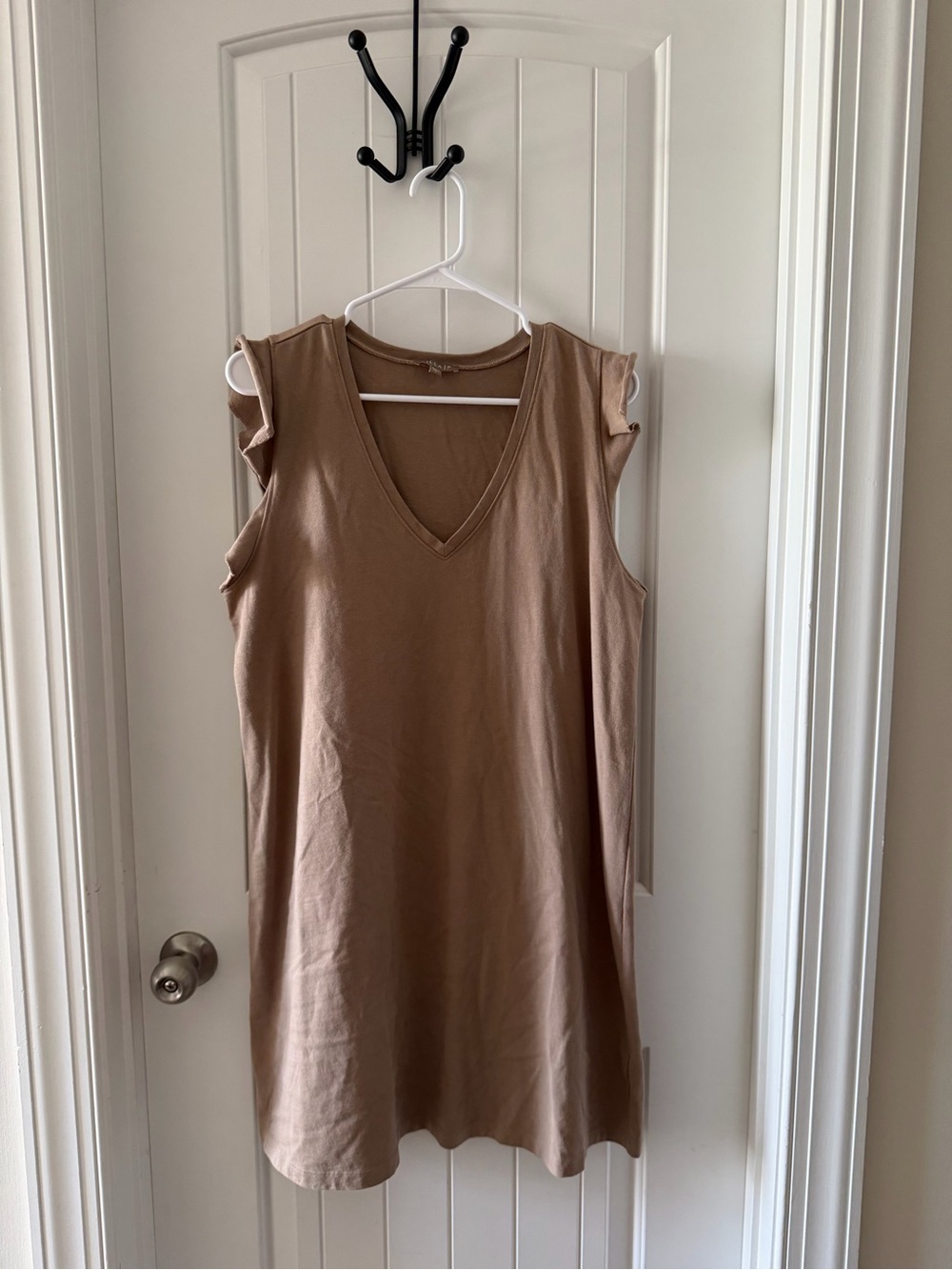 Lilla P Sleeveless V-Neck Dress in Warm Taupe
